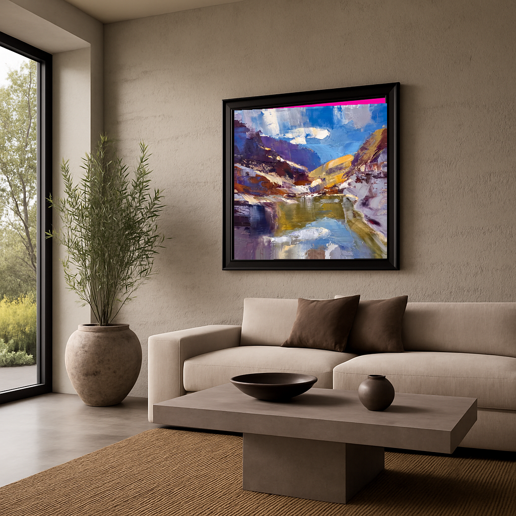 Where the Valley Opens — Framed view